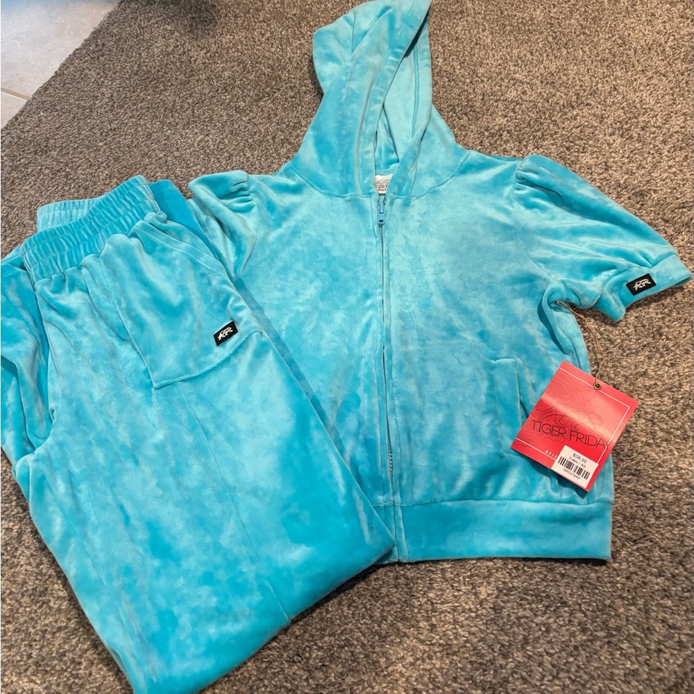 Tiger Friday AS Aqua Velour Hoodie & Jogger Set